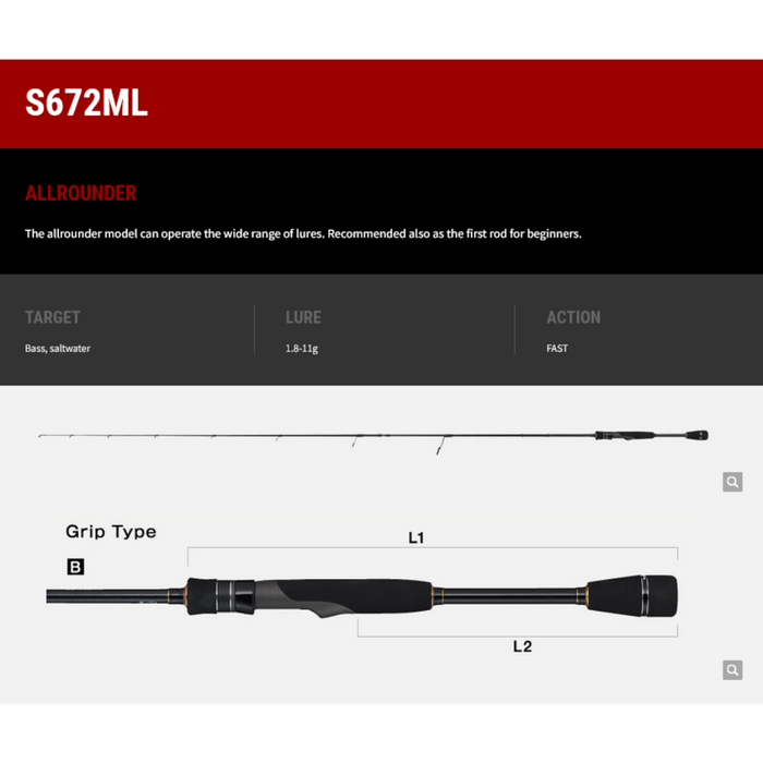 TAILWALK RODS Backhoo Tres Spin Rods