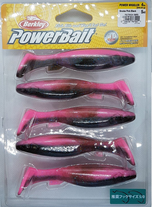 BERKLEY POWERBAIT Power Wiggler 4" Smoke Pink Black - Bait Tackle Store