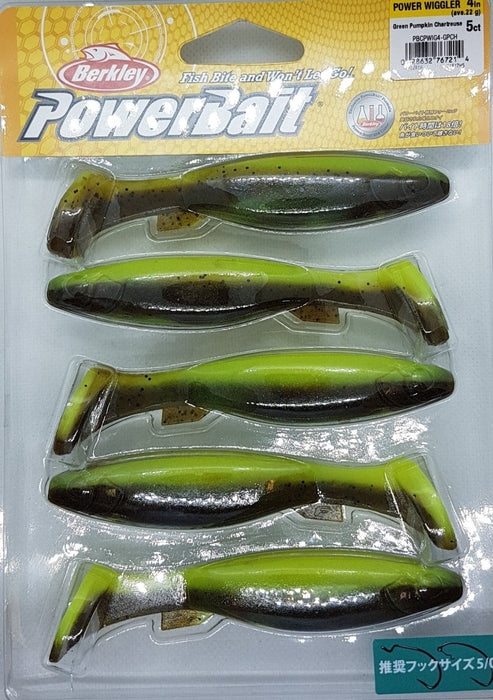 BERKLEY POWERBAIT Power Wiggler 4" Green Pumpkin Chartreuse - Bait Tackle Store
