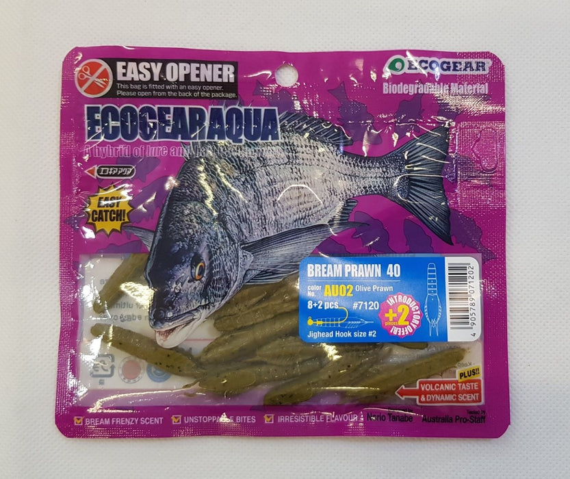 ECOGEAR Bream Prawn 40 02 Olive Prawn - Bait Tackle Store