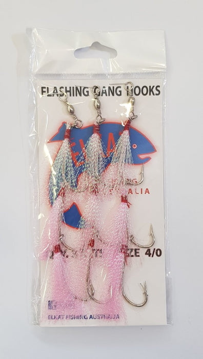 ELKAT Flashing Gang Hook 4/0 Pink - Bait Tackle Store
