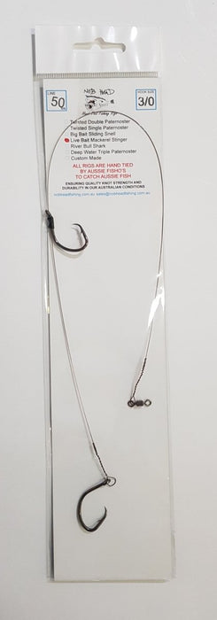NOB HEAD Live Bait Mackerel Stinger Rig 3/0 60lb - Bait Tackle Store