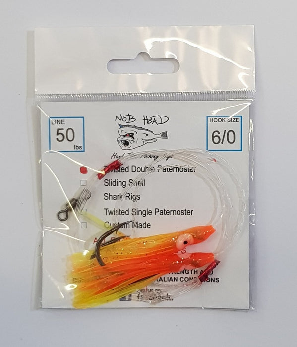 NOB HEAD Twisted Double Paternoster Rig 6/0 50lb Orange - Bait Tackle Store