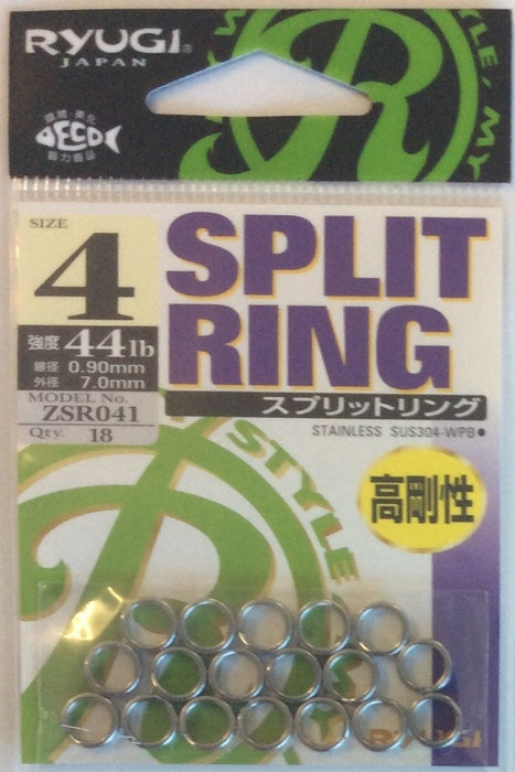 RYUGI ZSR041 Split Ring #4 44lb - Bait Tackle Store