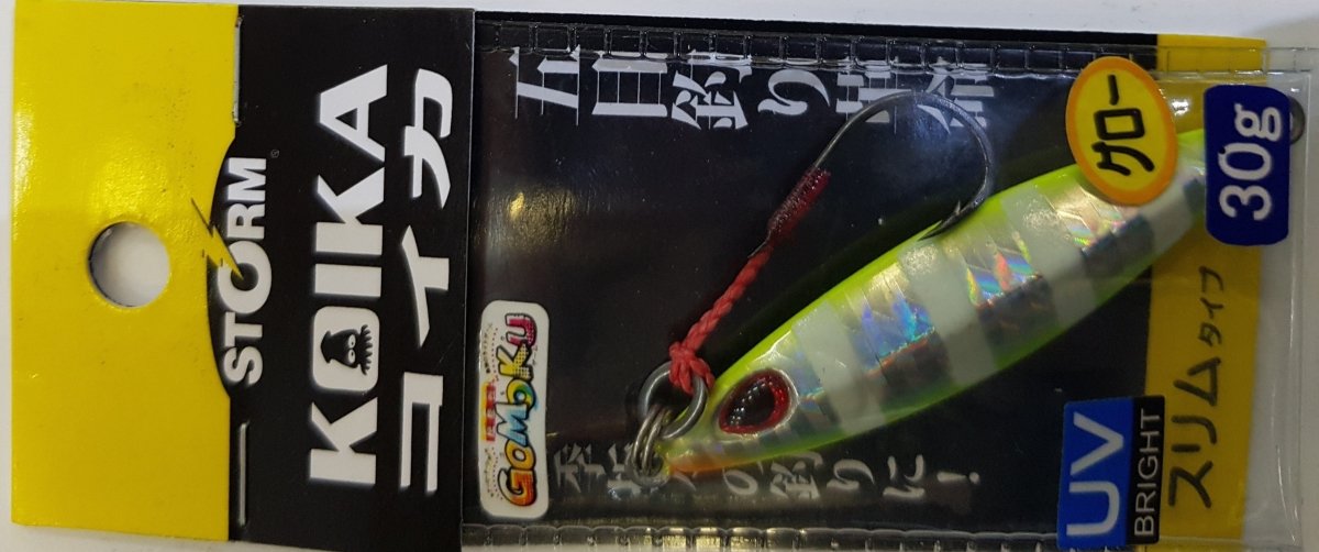 STORM Koika Jig 30g UV Chartreuse Glow Zebra - Bait Tackle Store